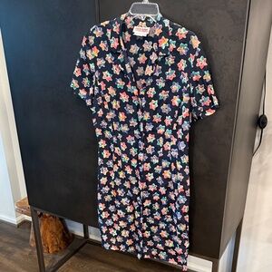 Maggy London Navy Mini Dress with Multicolor Floral Print